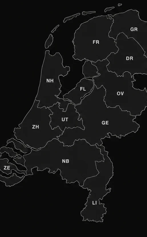 Map of the Netherlands with provincial borders